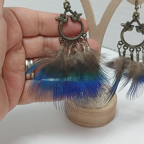 5/$25 Feather Earrings Peacock Feathers Earrings Boho Statement Jewelry Retro - Picture 3 of 7
